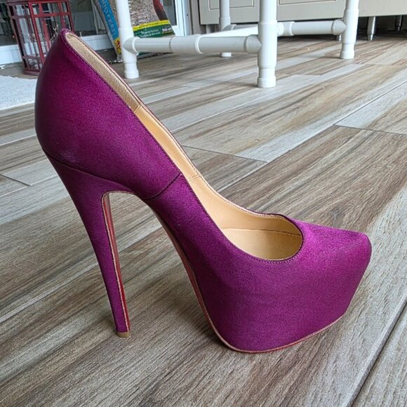 PRICED DROP! Christian Louboutin Def Daffodiles Purple Satin Shoes 160 Eur. 34.5 - Picture 5 of 16
